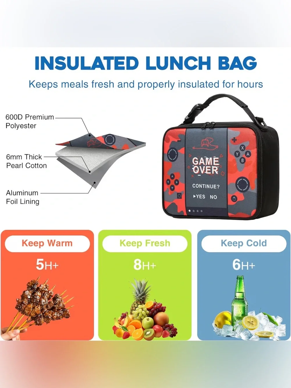 Kids insulated lunch bag - red